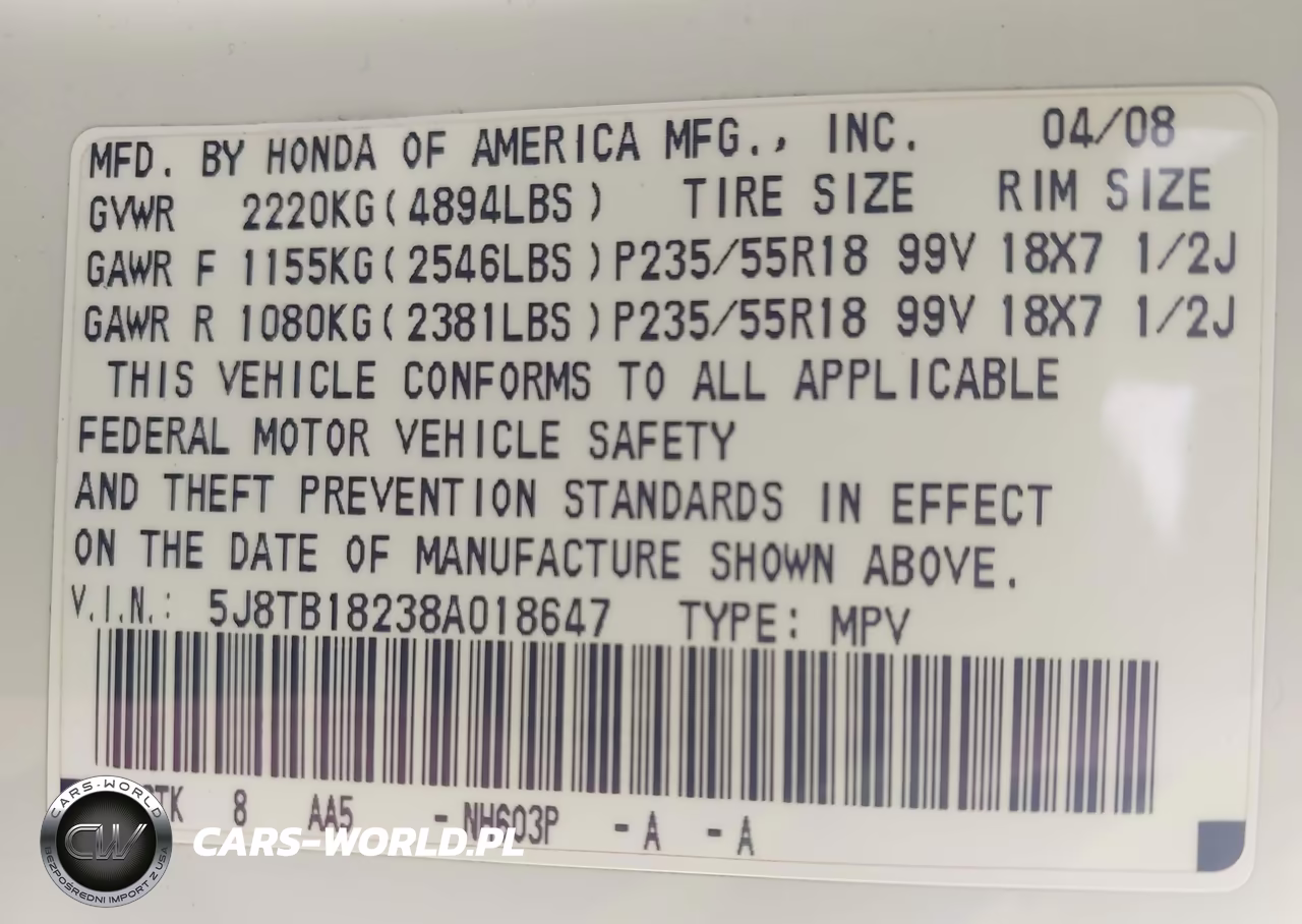 2008 Acura Rdx VIN:5J8TB18238A018647 - 9