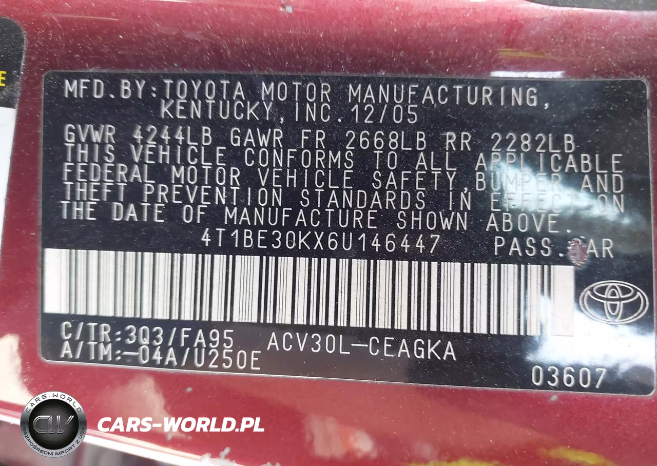 2006 Toyota Camry Xle VIN:4T1BE30KX6U146447 - 9