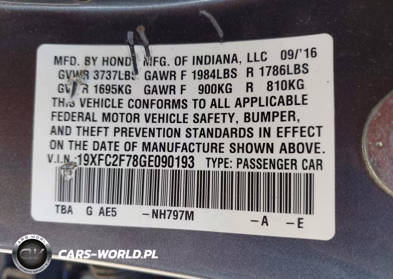 2016 Honda Civic Ex VIN:19XFC2F78GE090193 - 9