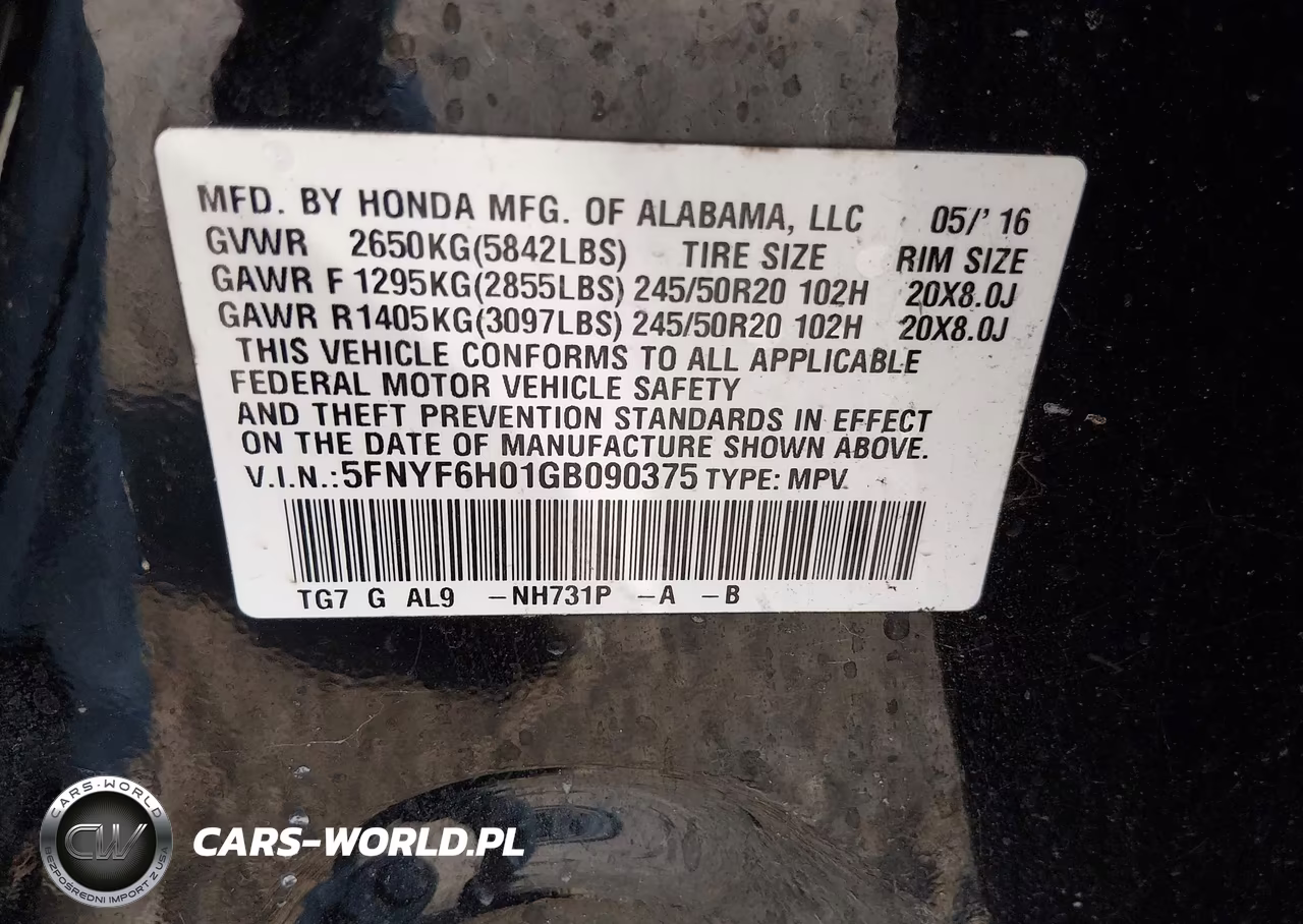 2016 Honda Pilot Elite VIN:5FNYF6H01GB090375 - 9