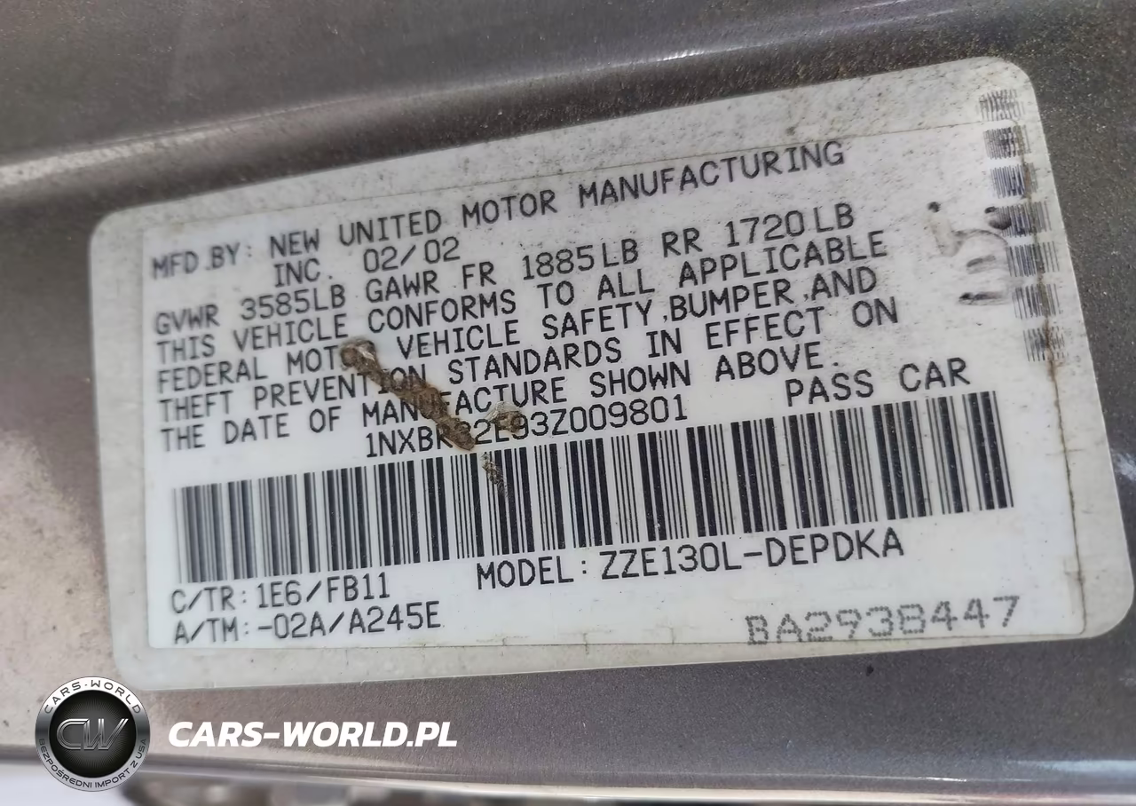 2003 Toyota Corolla Ce VIN:1NXBR32E93Z009801 - 9