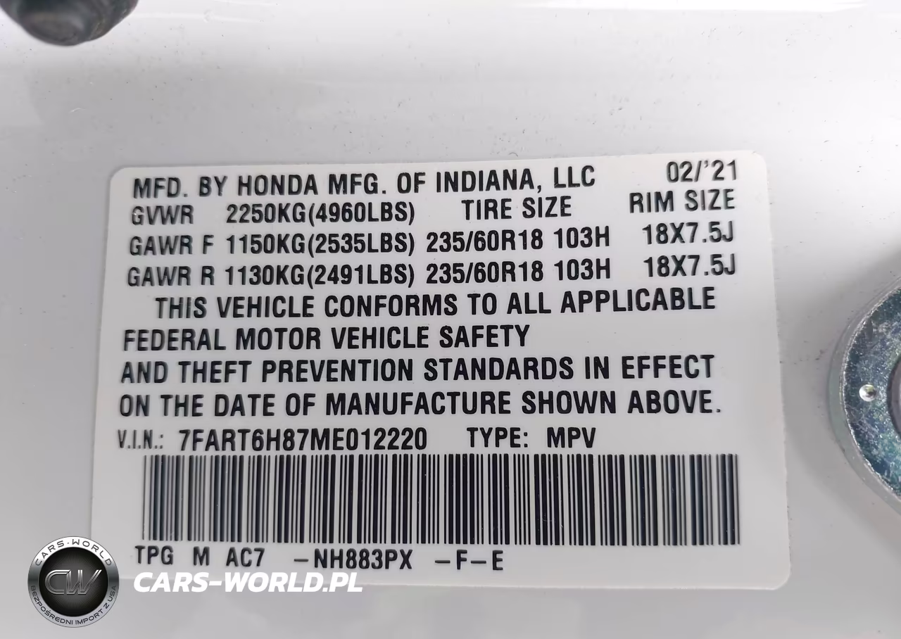 2021 Honda Cr-V Hybrid Ex-L VIN:7FART6H87ME012220 - 9