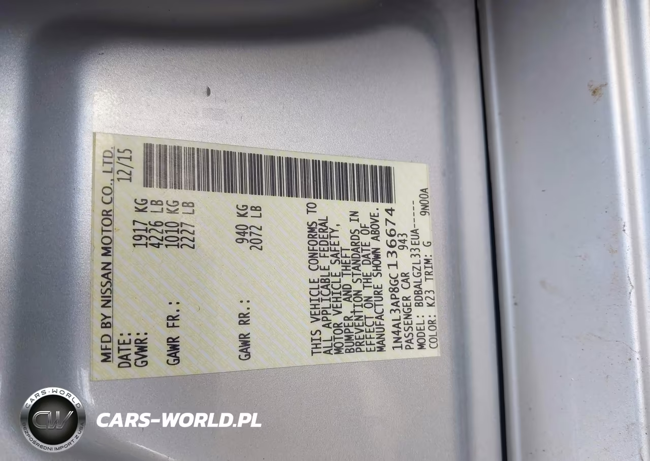 2016 Nissan Altima 2.5-2.5 S-2.5 Sl-2.5 Sr-2.5 Sv VIN:1N4AL3AP8GC136674 - 9