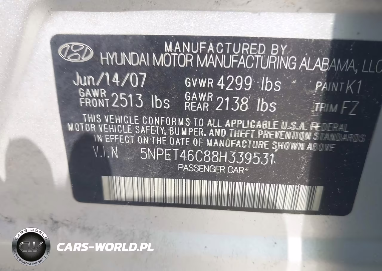 2008 Hyundai Sonata Gls VIN:5NPET46C88H339531 - 9