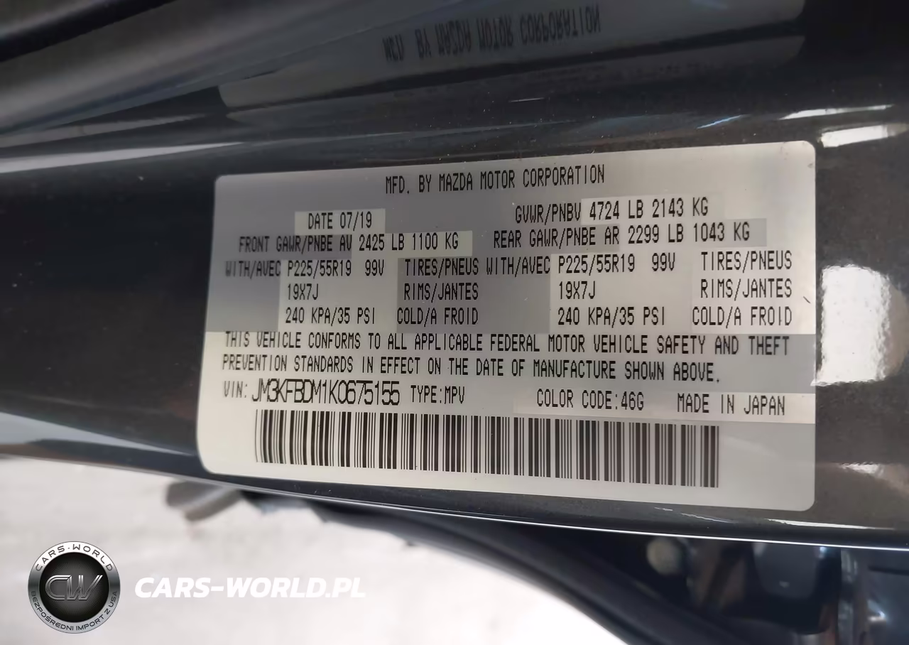 2019 Mazda Cx-5 Grand Touring VIN:JM3KFBDM1K0675155 - 9