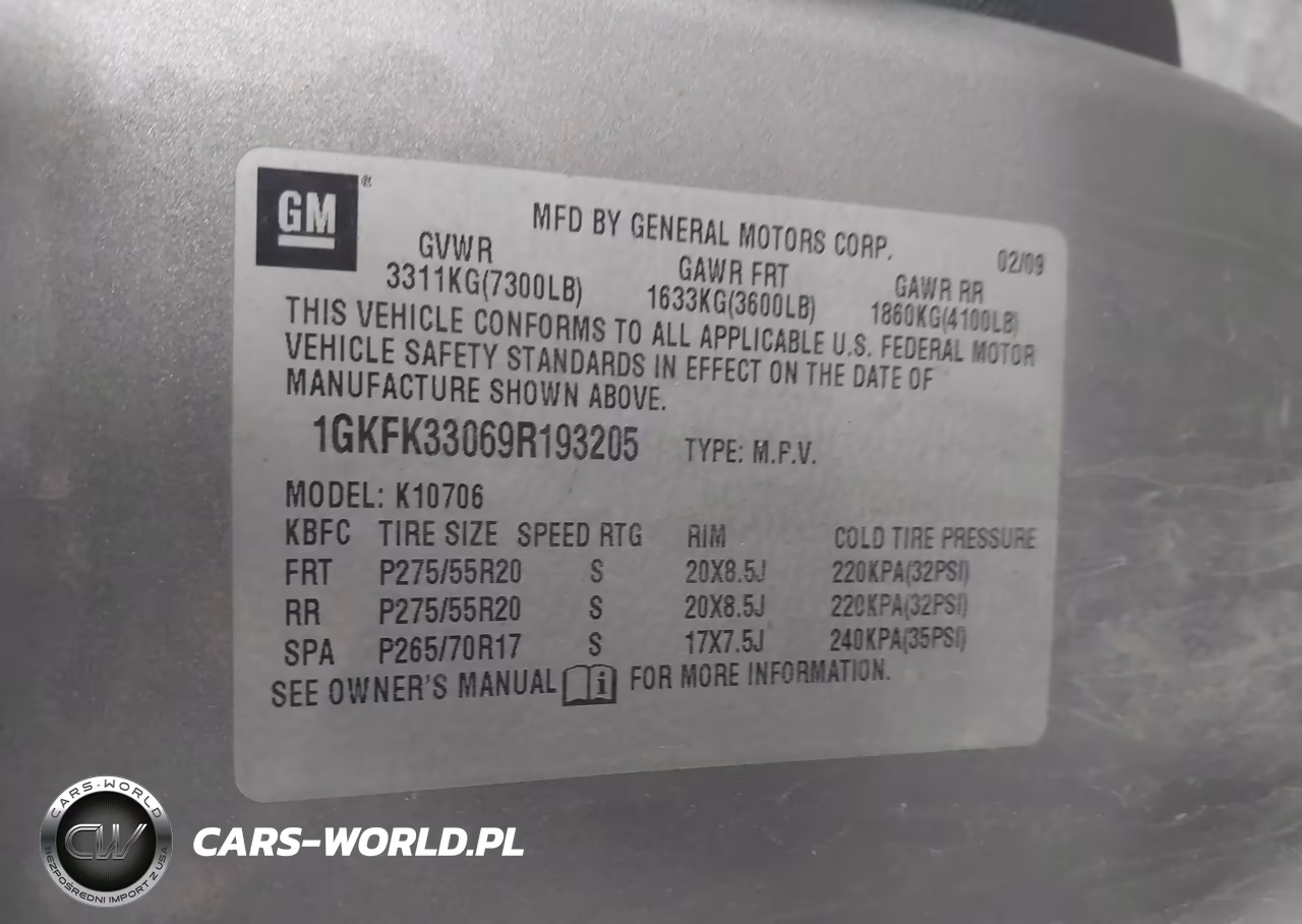 2009 GMC Yukon Slt W-4Sa VIN:1GKFK33069R193205 - 9