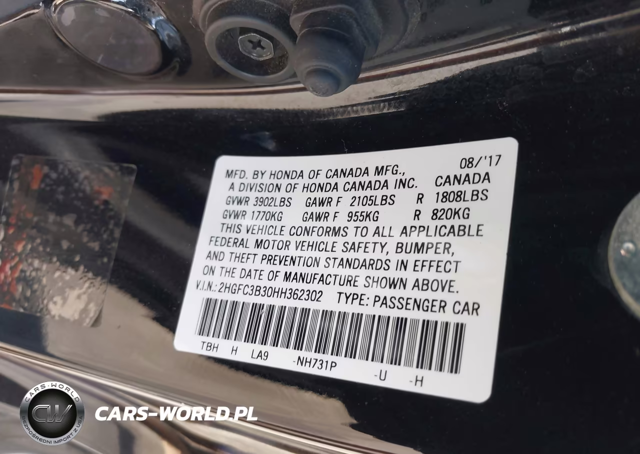 2017 Honda Civic Ex-T VIN:2HGFC3B30HH362302 - 9