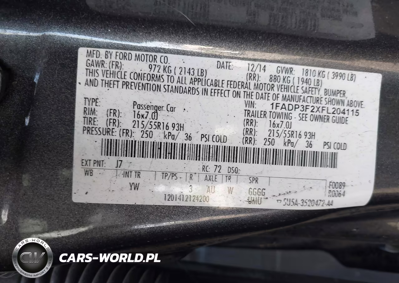 2015 Ford Focus Se VIN:1FADP3F2XFL204115 - 9