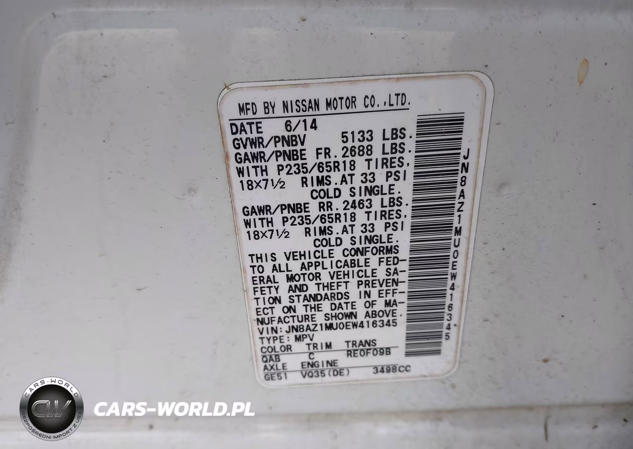 2014 Nissan Murano Le-S-Sl-Sv VIN:JN8AZ1MU0EW416345 - 9
