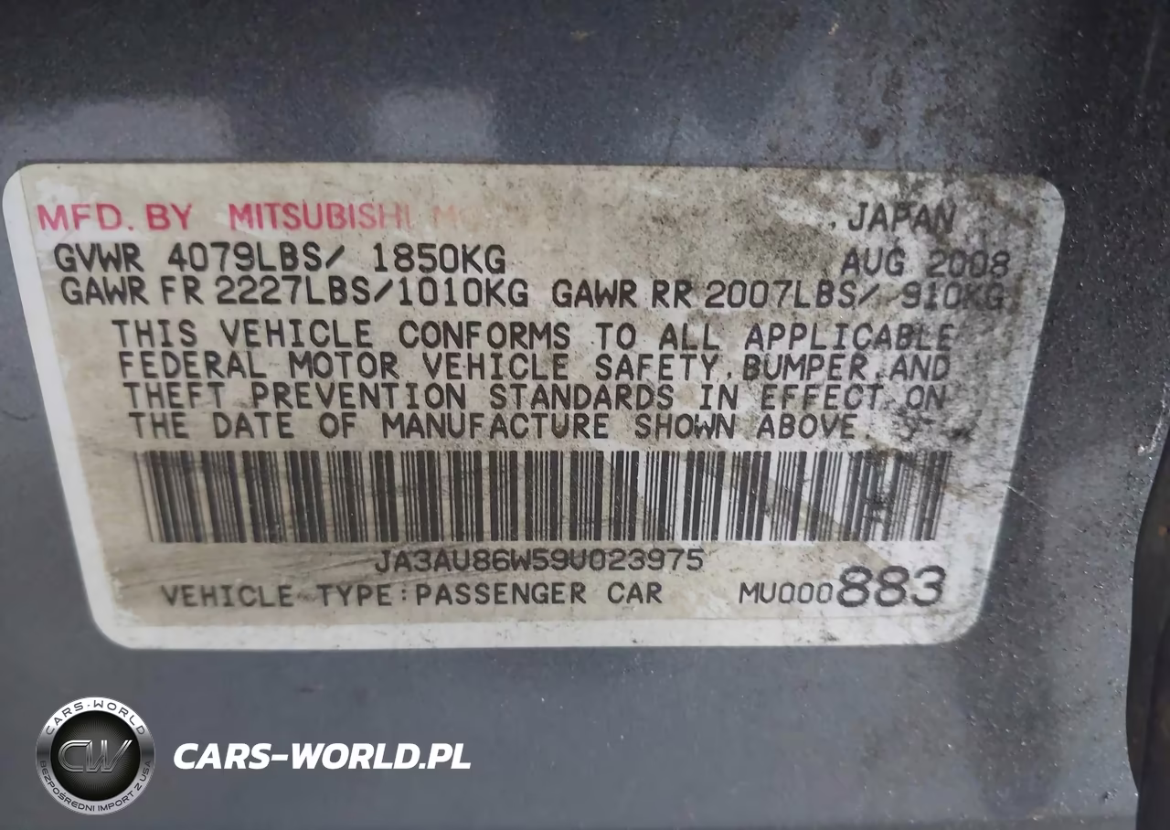 2009 Mitsubishi Lancer Gts VIN:JA3AU86W59U023975 - 9