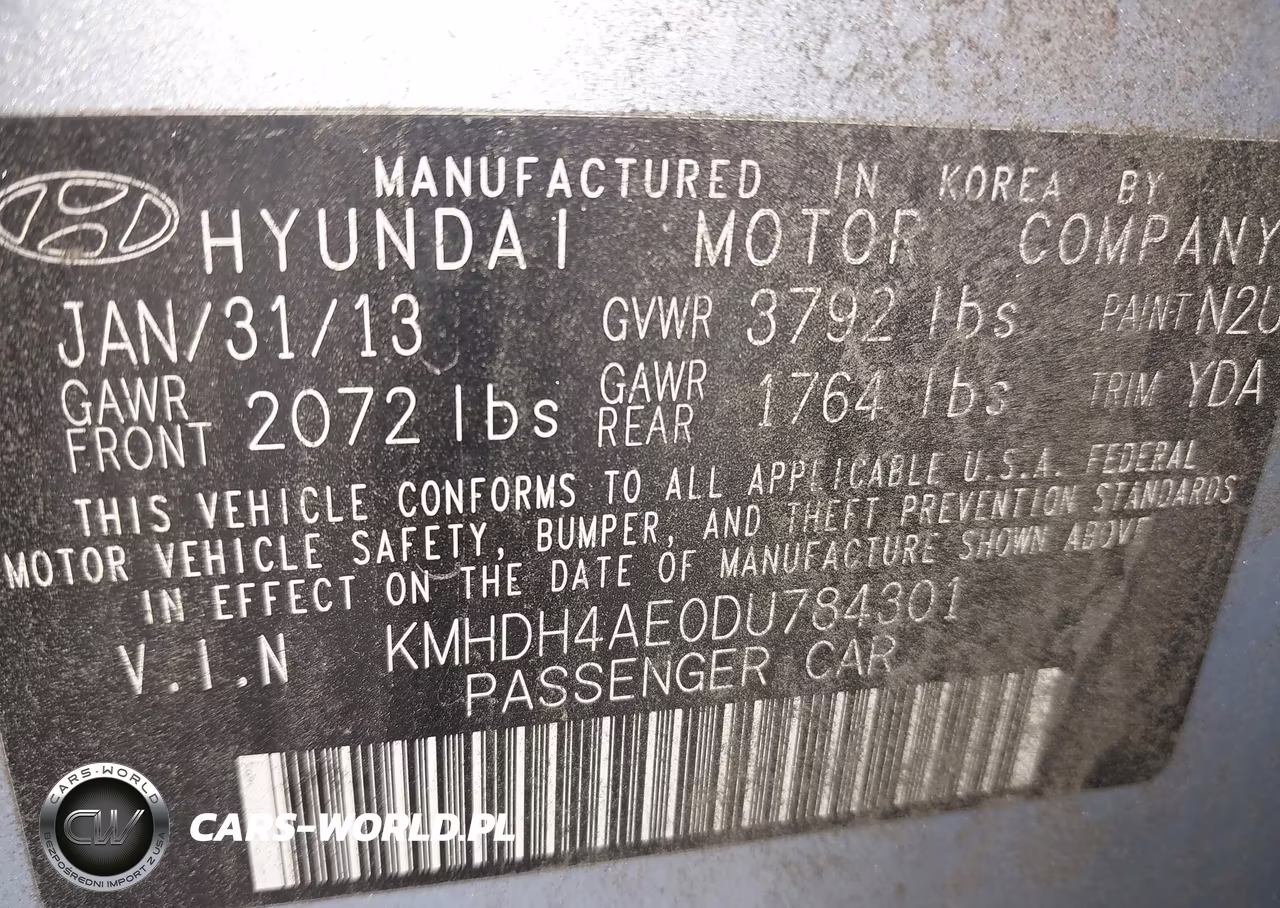 2013 Hyundai Elantra Gls VIN:KMHDH4AE0DU784301 - 9