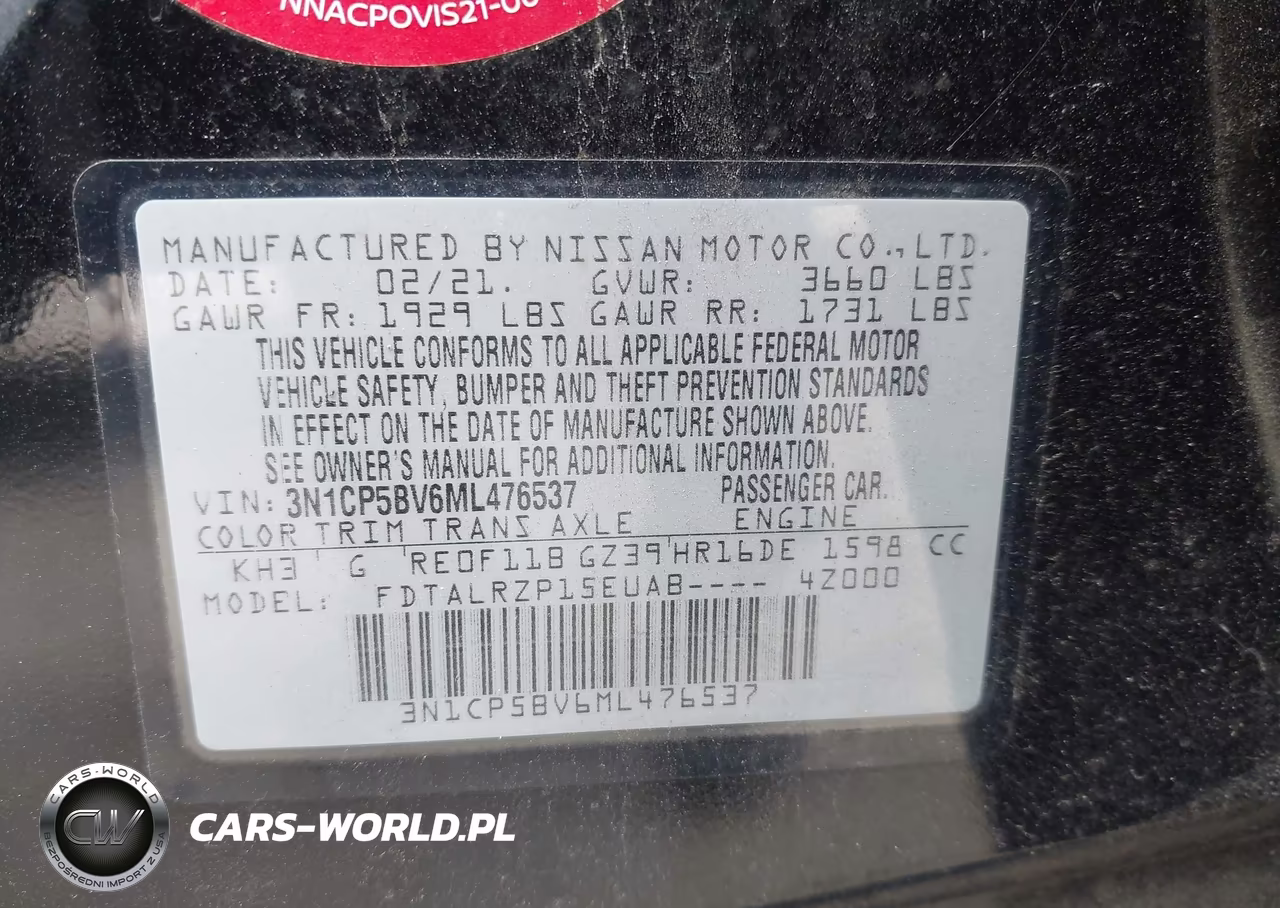 2021 Nissan Kicks S Xtronic Cvt VIN:3N1CP5BV6ML476537 - 9