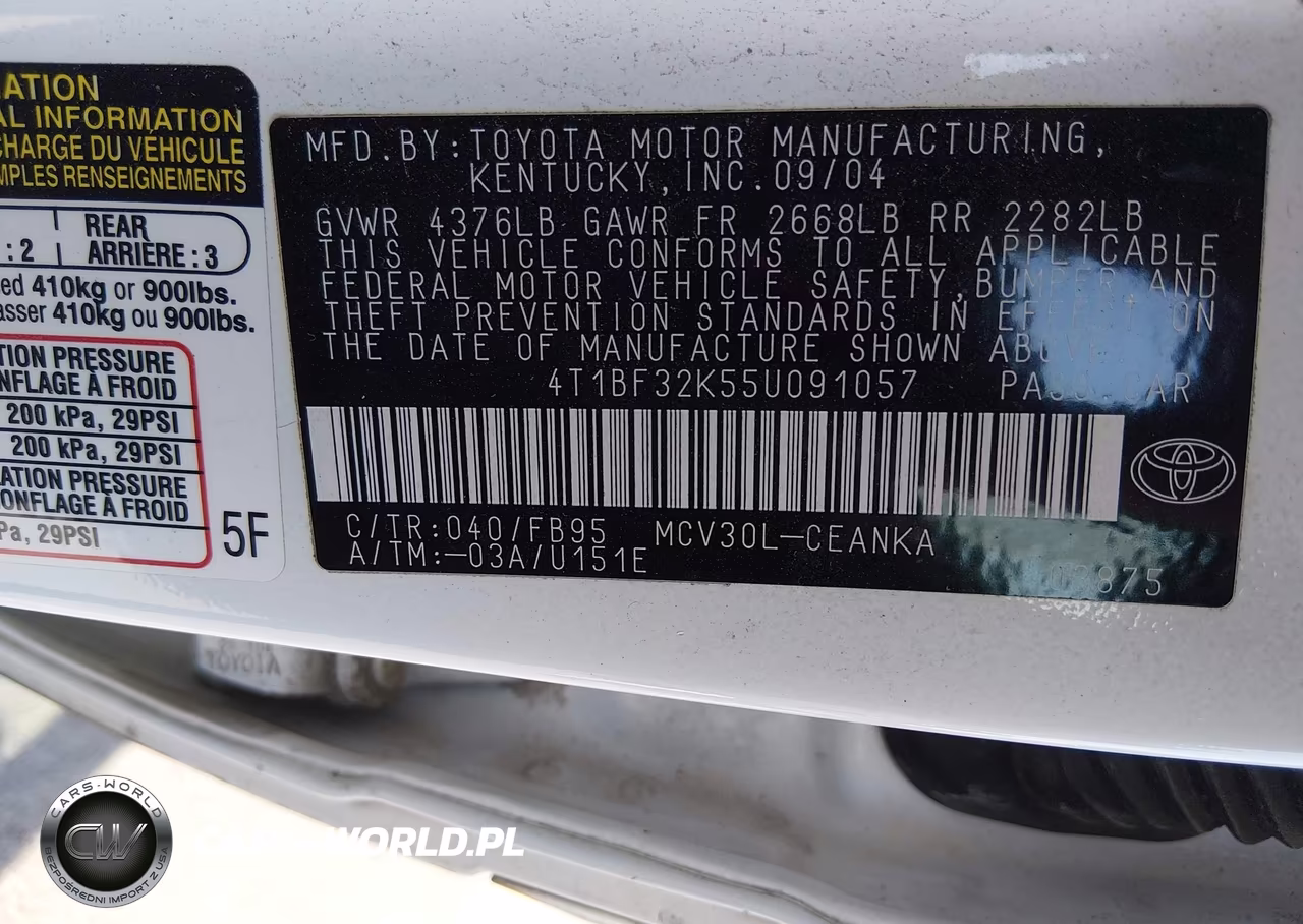 2005 Toyota Camry Le V6 VIN:4T1BF32K55U091057 - 9