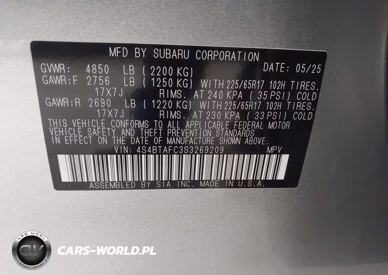 2025 Subaru Outback Premium VIN:4S4BTAFC3S3269209 - 9