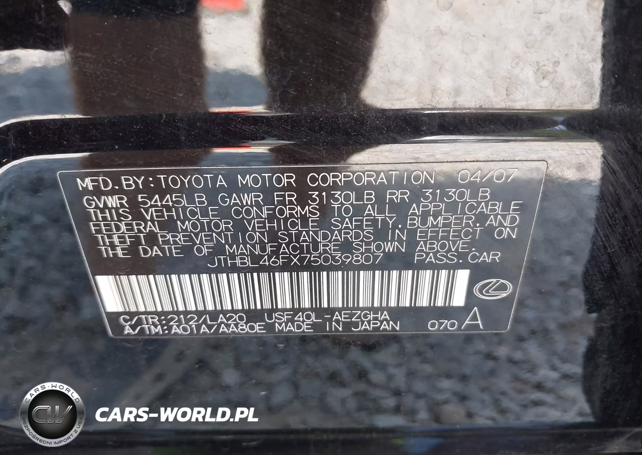 2007 Lexus Ls 460 VIN:JTHBL46FX75039807 - 9