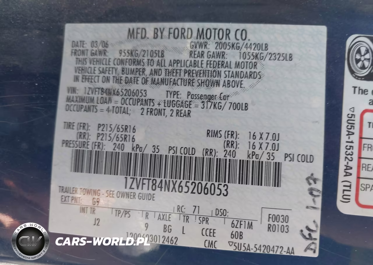 2006 Ford Mustang V6 VIN:1ZVFT84NX65206053 - 9
