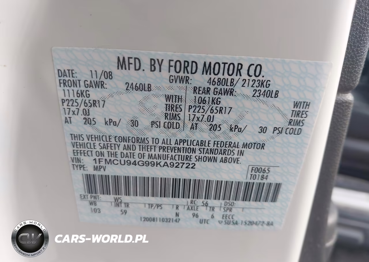2009 Ford Escape Limited VIN:1FMCU94G99KA92722 - 9