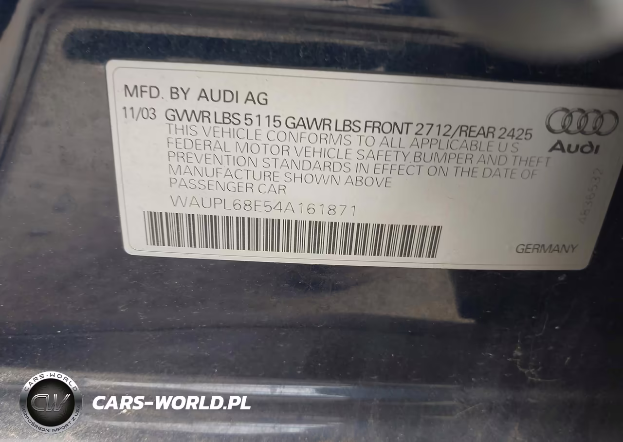 2004 Audi S4 4.2 VIN:WAUPL68E54A161871 - 9