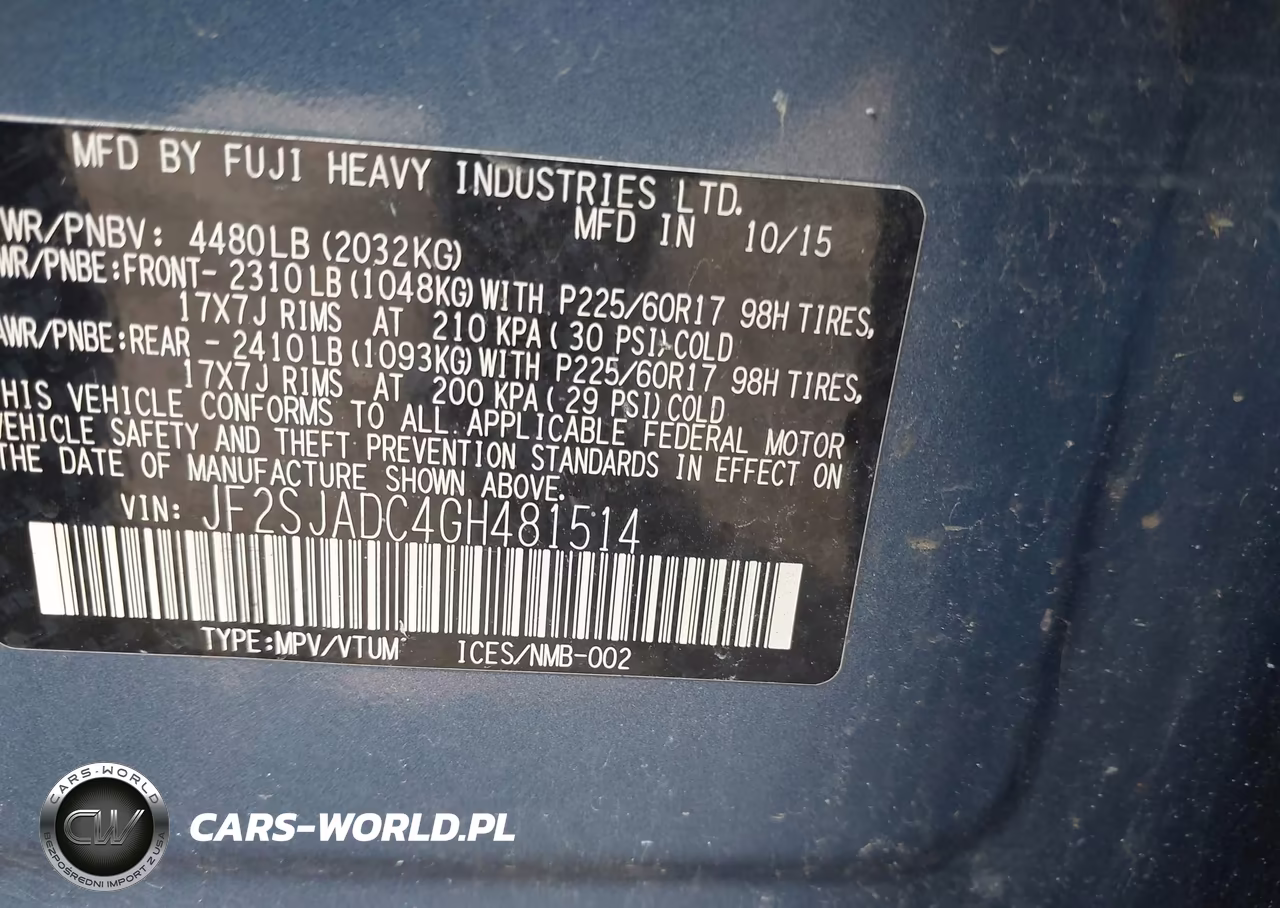 2016 Subaru Forester 2.5I Premium VIN:JF2SJADC4GH481514 - 9