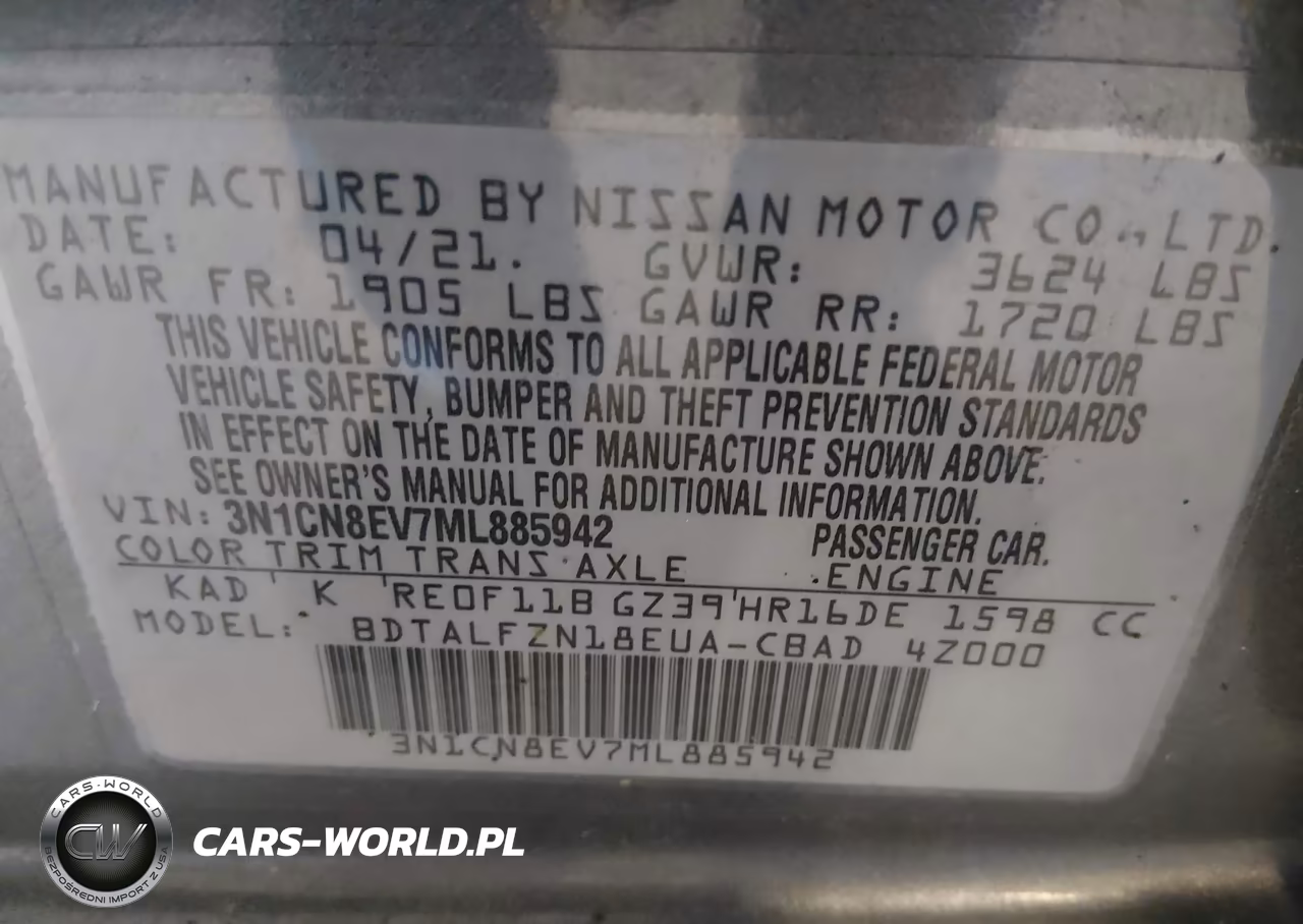 2021 Nissan Versa Sv Xtronic Cvt VIN:3N1CN8EV7ML885942 - 9