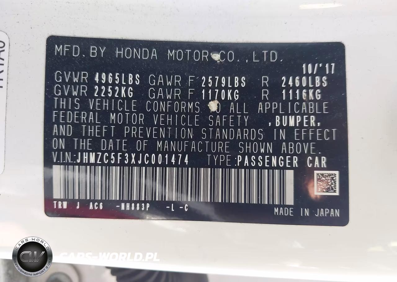 2018 Honda Clarity Plug-In Hybrid Touring VIN:JHMZC5F3XJC001474 - 9