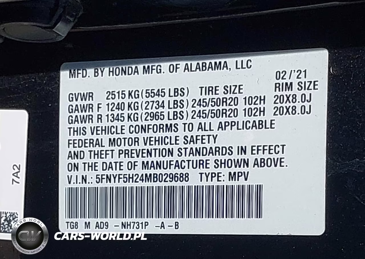 2021 Honda Pilot 2Wd Special Edition VIN:5FNYF5H24MB029688 - 9