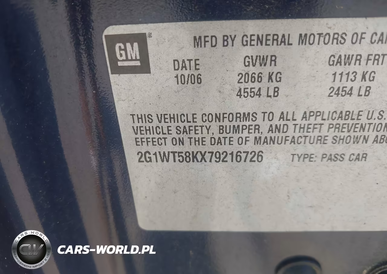 2007 Chevrolet Impala 3.5L Lt VIN:2G1WT58KX79216726 - 9