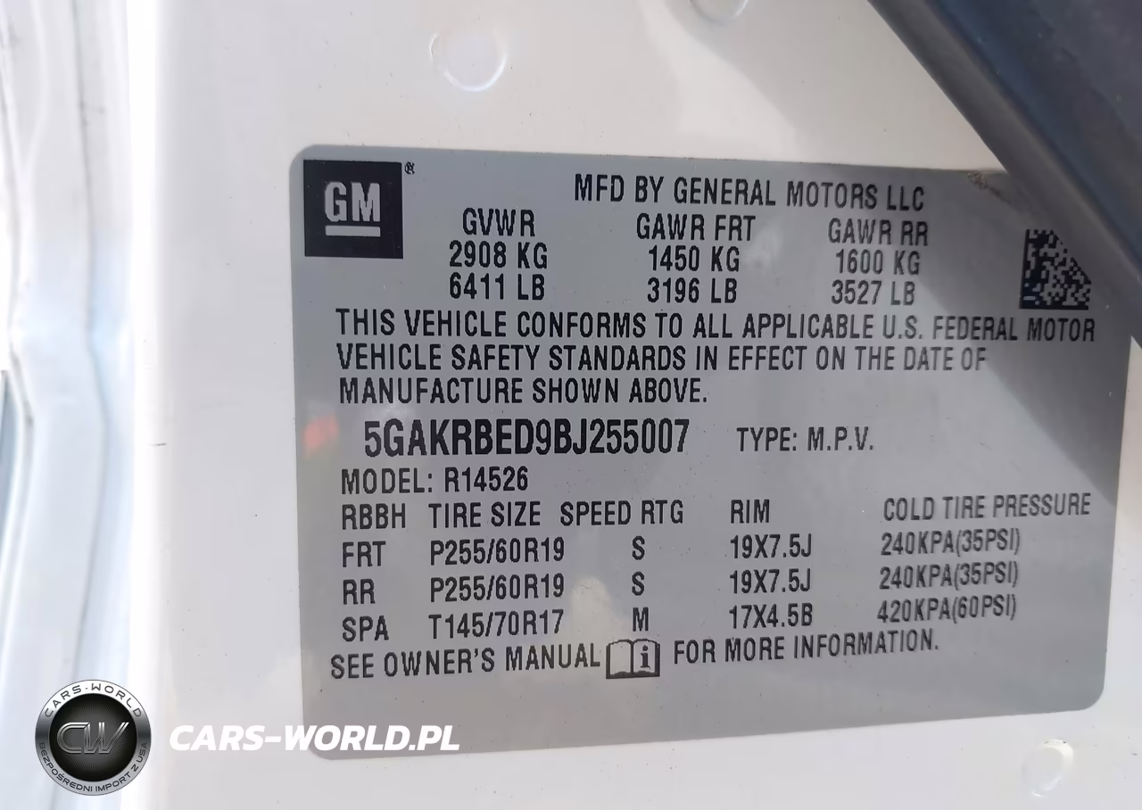 2011 Buick Enclave 1Xl VIN:5GAKRBED9BJ255007 - 9