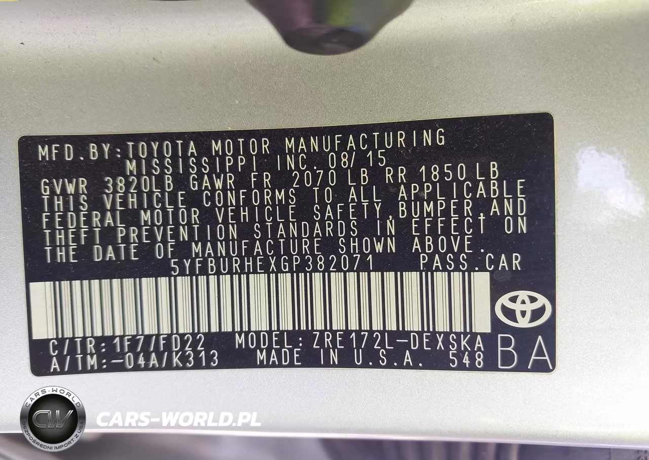 2016 Toyota Corolla S Plus VIN:5YFBURHEXGP382071 - 9