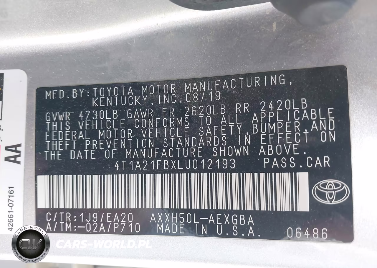 2020 Toyota Avalon Hybrid Xle VIN:4T1A21FBXLU012193 - 9