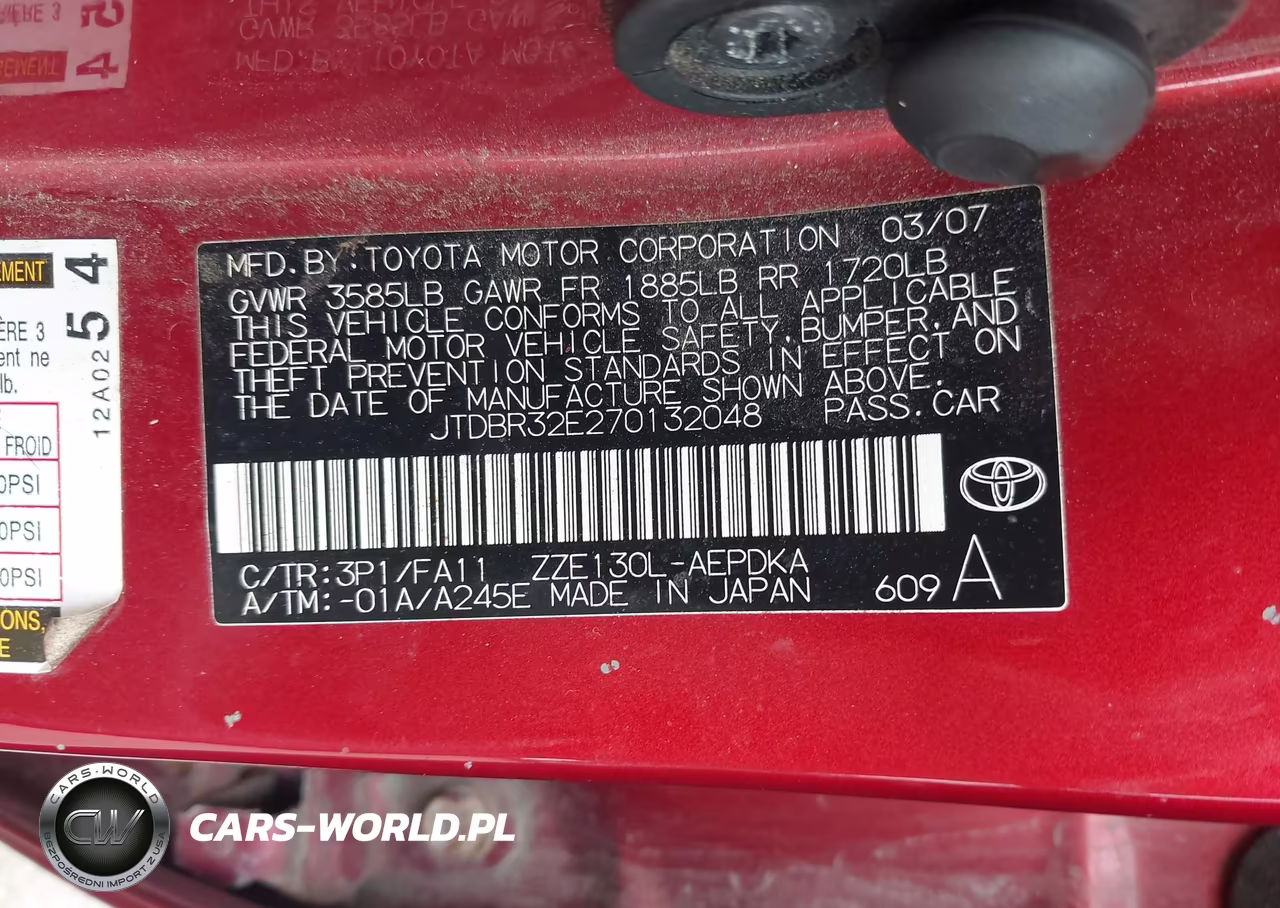 2007 Toyota Corolla Ce VIN:JTDBR32E270132048 - 9