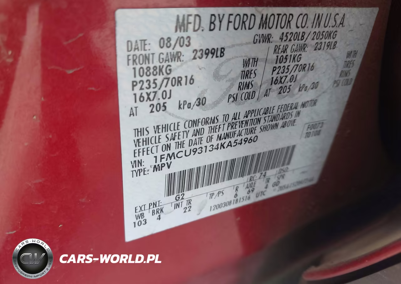 2004 Ford Escape Xlt VIN:1FMCU93134KA54960 - 9