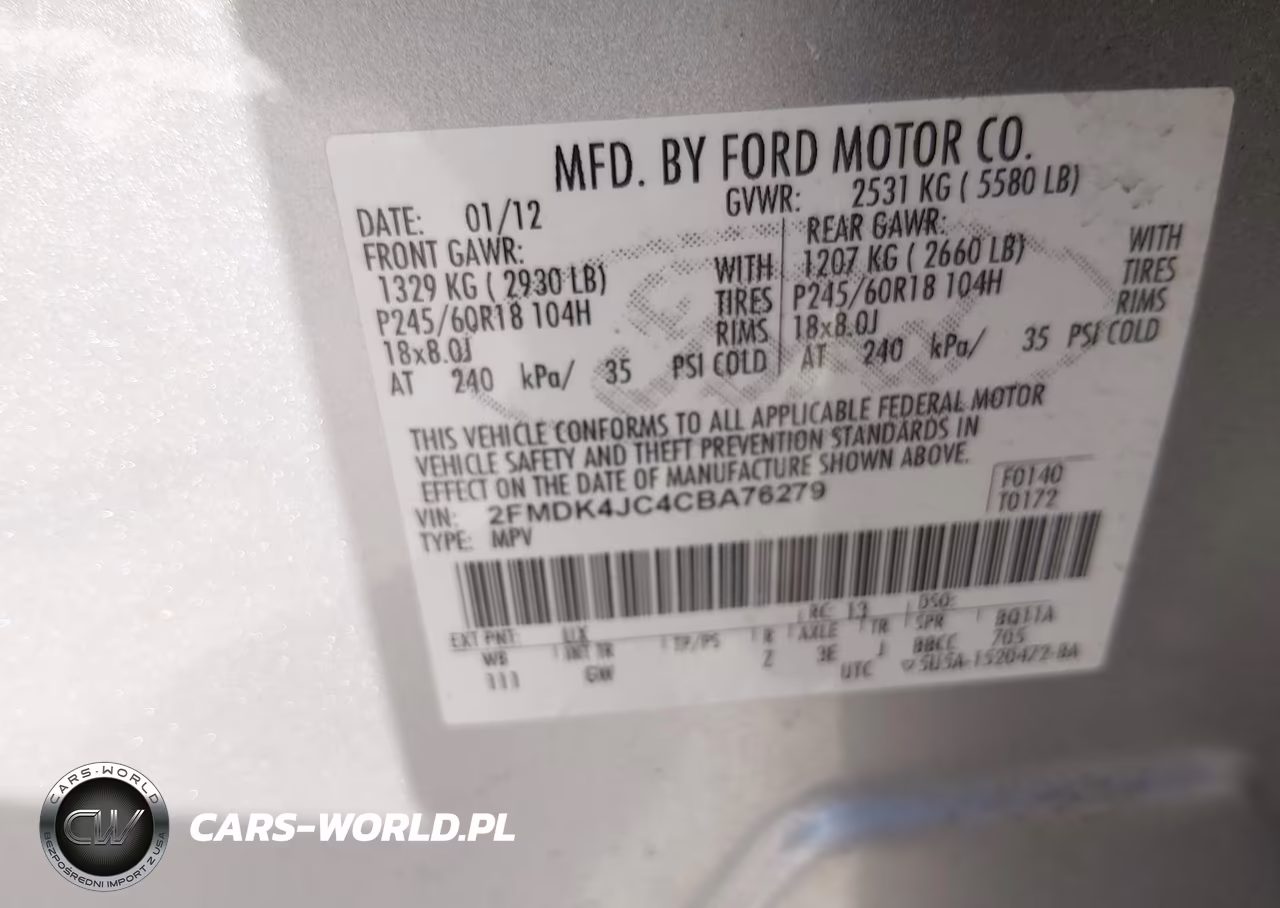 2012 Ford Edge Sel VIN:2FMDK4JC4CBA76279 - 9