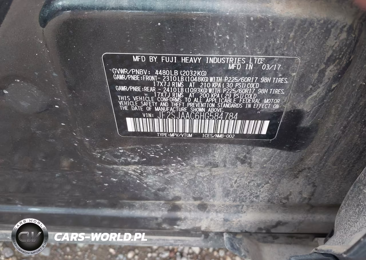 2017 Subaru Forester 2.5I VIN:JF2SJAAC6HG584784 - 9