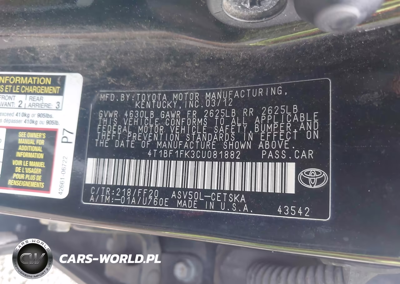2012 Toyota Camry Se VIN:4T1BF1FK3CU081882 - 9