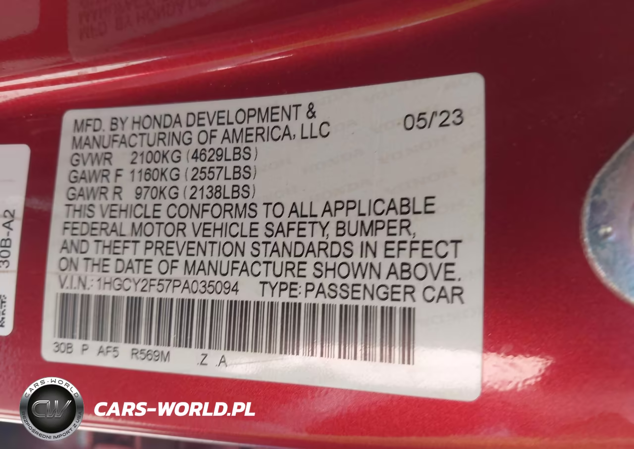2023 Honda Accord Hybrid Sport VIN:1HGCY2F57PA035094 - 9