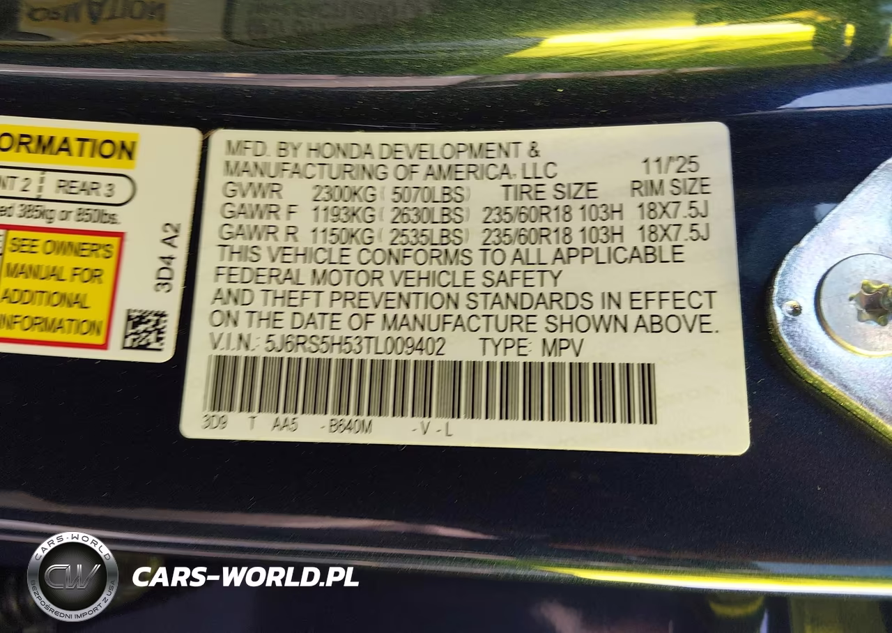2026 Honda Cr-V Hybrid 2Wd Sport VIN:5J6RS5H53TL009402 - 9