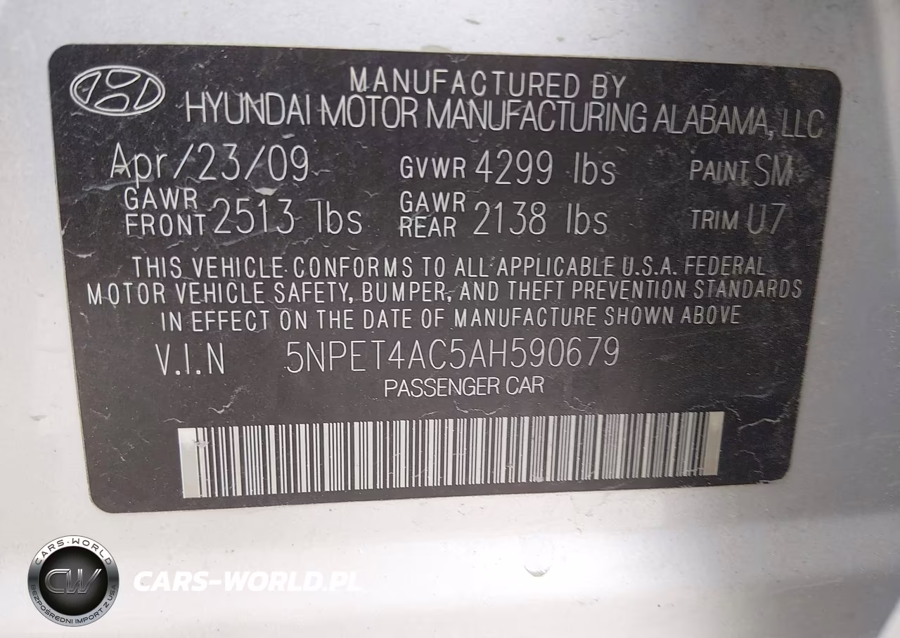 2010 Hyundai Sonata Gls VIN:5NPET4AC5AH590679 - 9