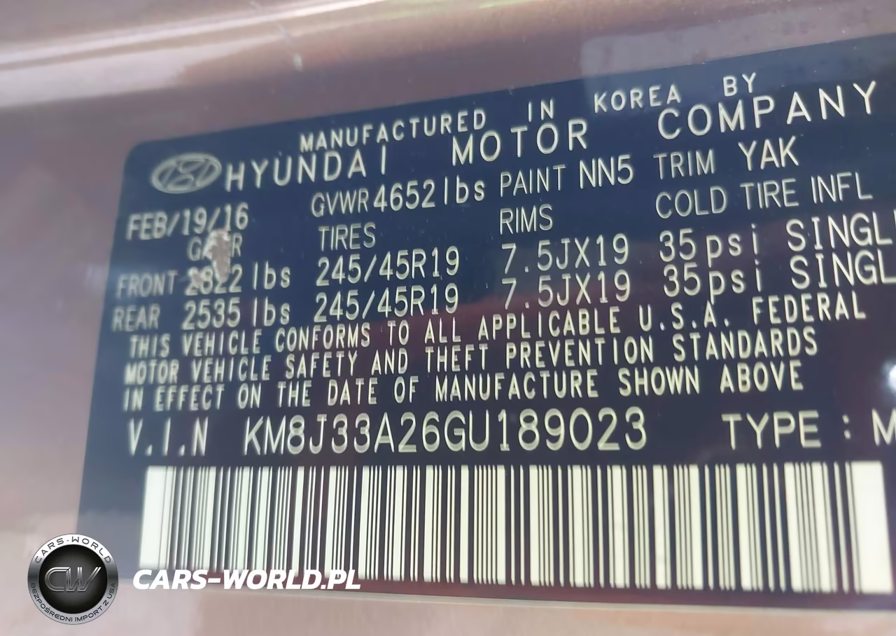 2016 Hyundai Tucson Sport VIN:KM8J33A26GU189023 - 9