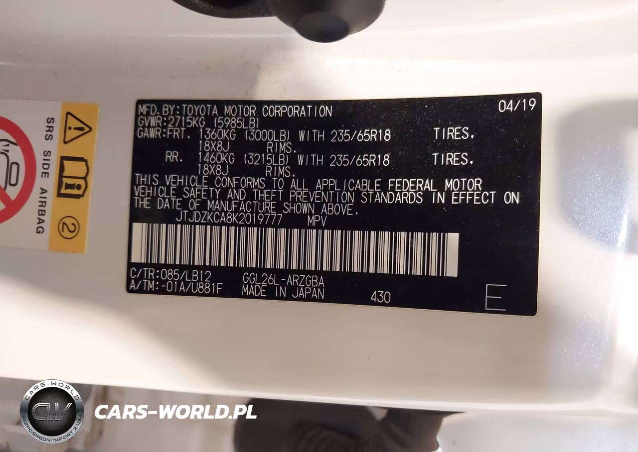 2019 Lexus Rx 350L Premium VIN:JTJDZKCA8K2019777 - 9