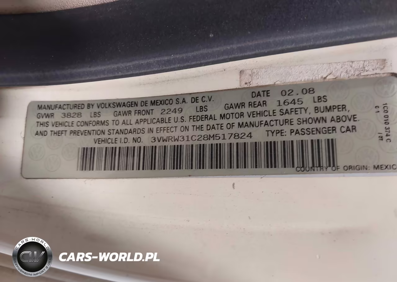 2008 Volkswagen New Beetle S-Se VIN:3VWRW31C28M517824 - 9