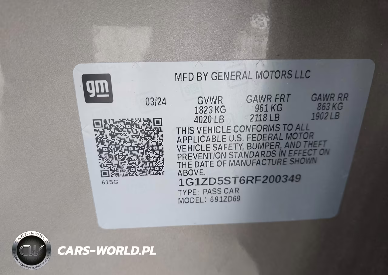 2024 Chevrolet Malibu Fwd 1Lt VIN:1G1ZD5ST6RF200349 - 9
