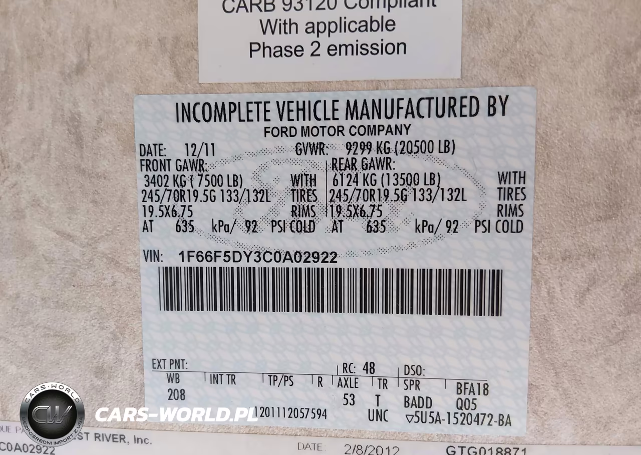 2012 Ford F53 VIN:1F66F5DY3C0A02922 - 9