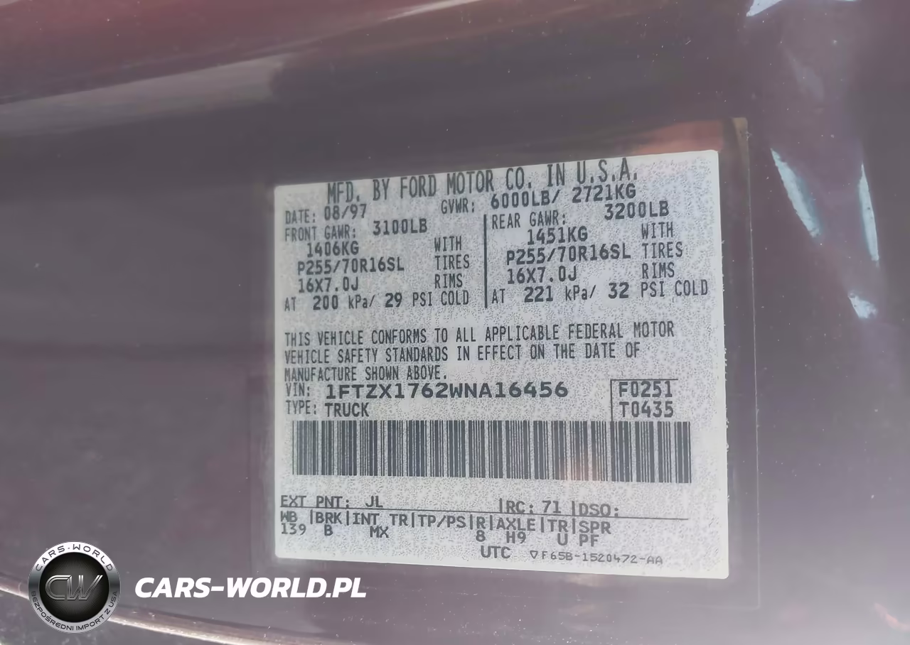 1998 Ford F-150 Lariat-Standard-Xl-Xlt VIN:1FTZX1762WNA16456 - 9