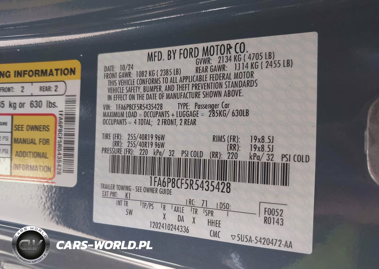 2024 Ford Mustang Gt Premium Fastback VIN:1FA6P8CF5R5435428 - 9