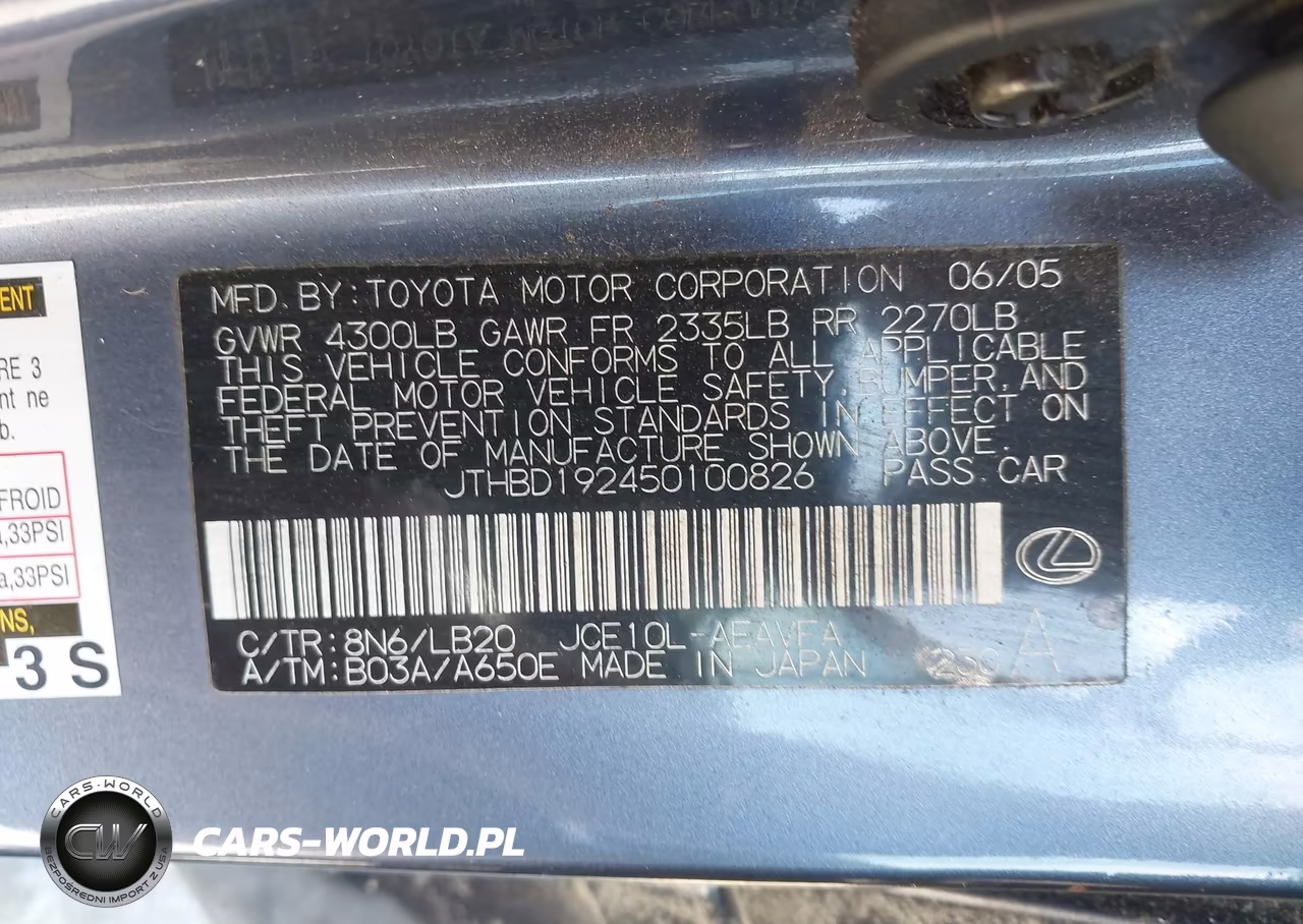 2005 Lexus Is 300 VIN:JTHBD192450100826 - 9