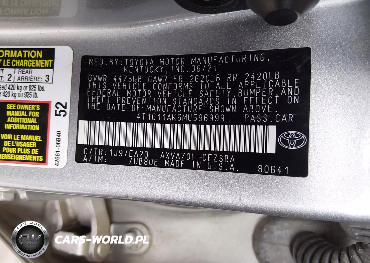2021 Toyota Camry Se-Se Night Shade VIN:4T1G11AK6MU596999 - 9