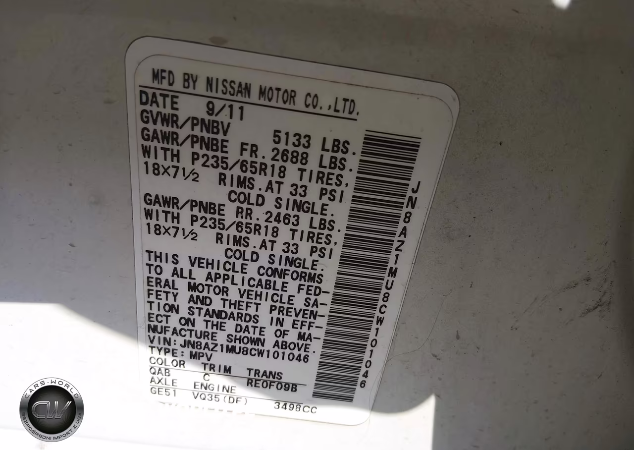 2012 Nissan Murano Sl VIN:JN8AZ1MU8CW101046 - 9