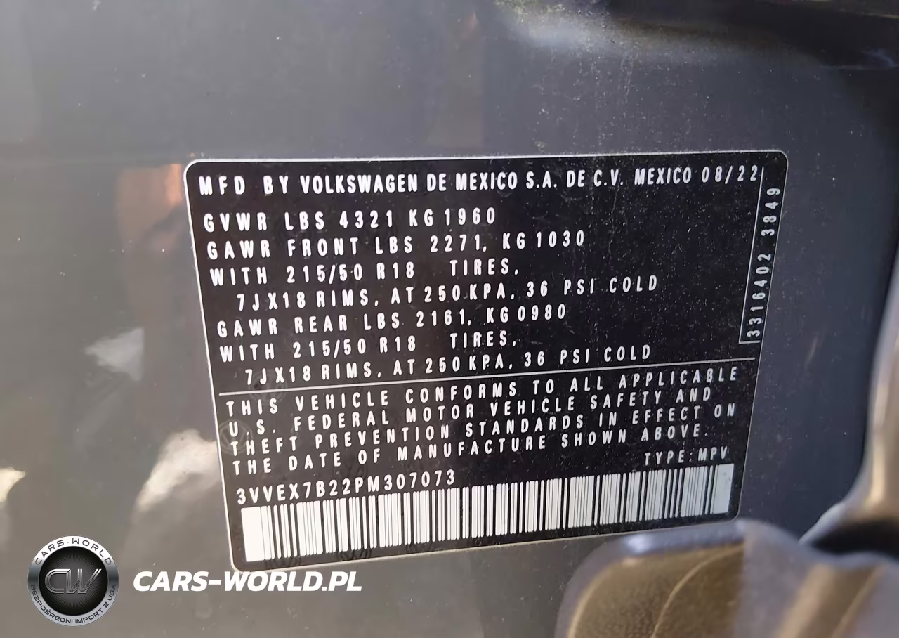2023 Volkswagen Taos 1.5T Se VIN:3VVEX7B22PM307073 - 9