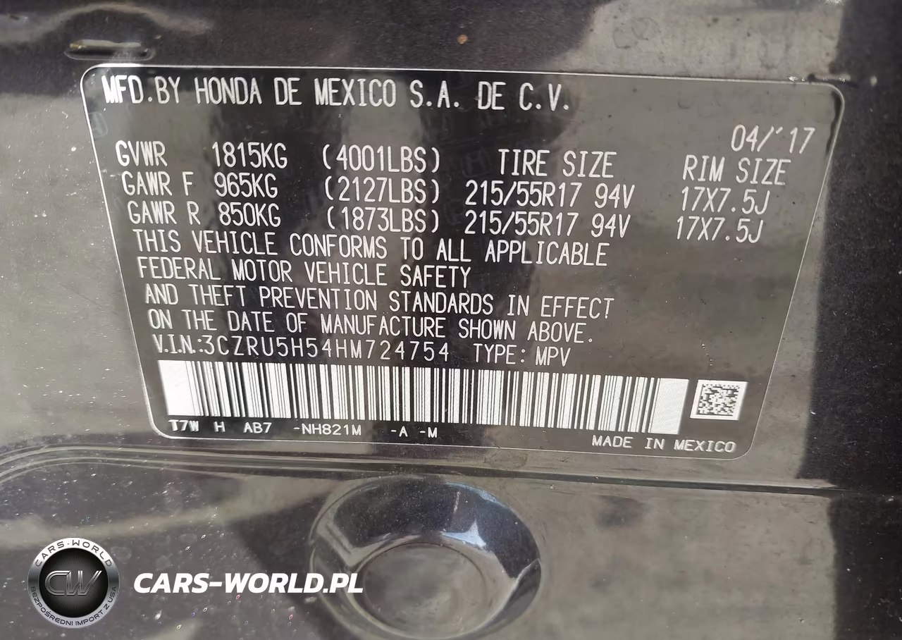 2017 Honda Hr-V Ex VIN:3CZRU5H54HM724754 - 9